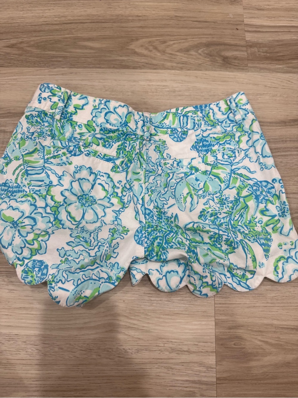 Lilly Pulitzer White Shorts with Blue and Green Floral Print